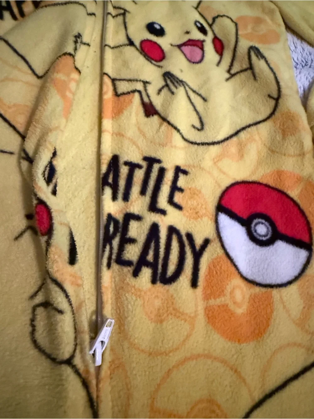 Pokémon/Pikachu print union suit onesie pajamas w/ hood size6/7